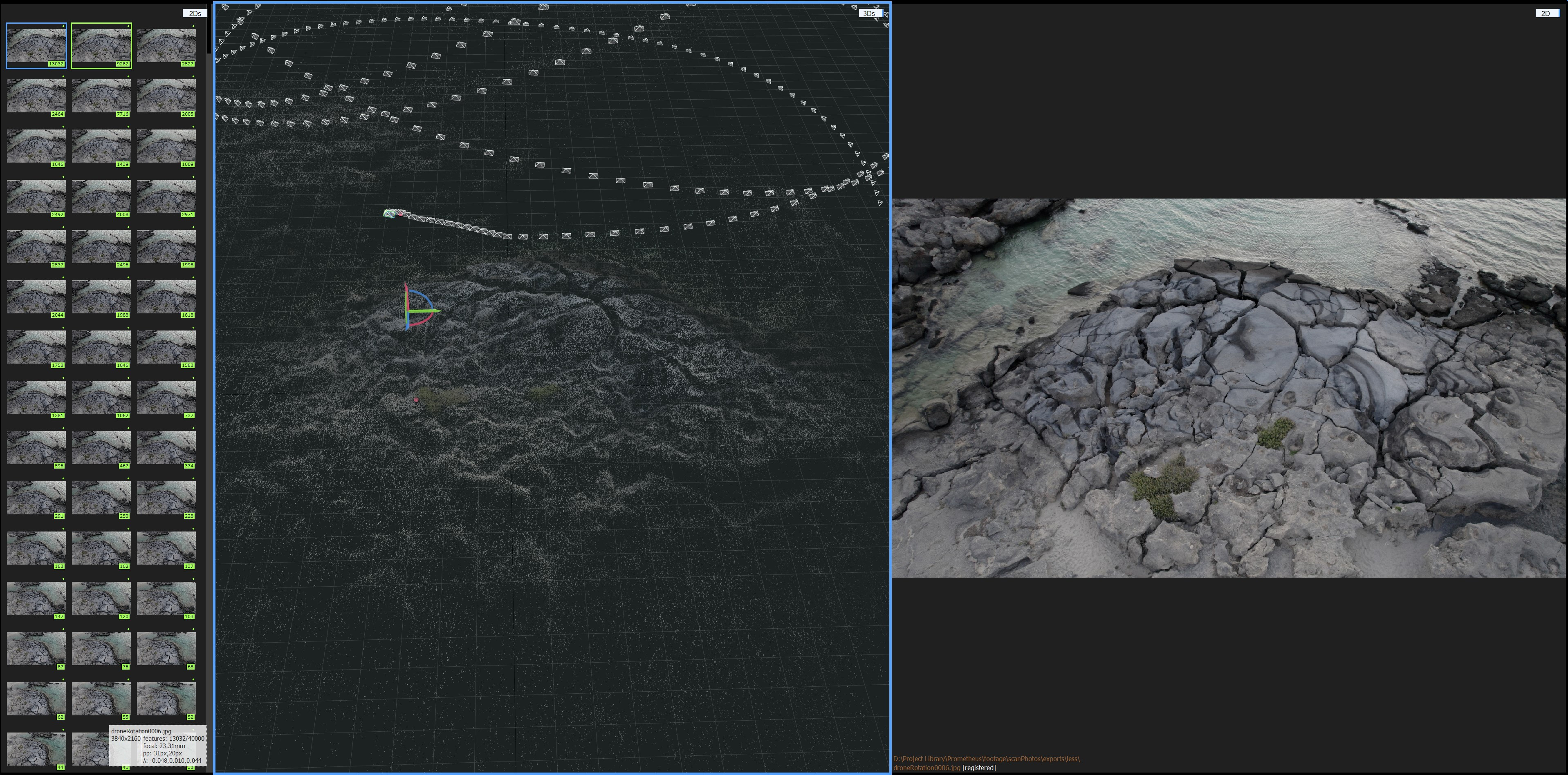 A point cloud is generated from each pixels location in space.