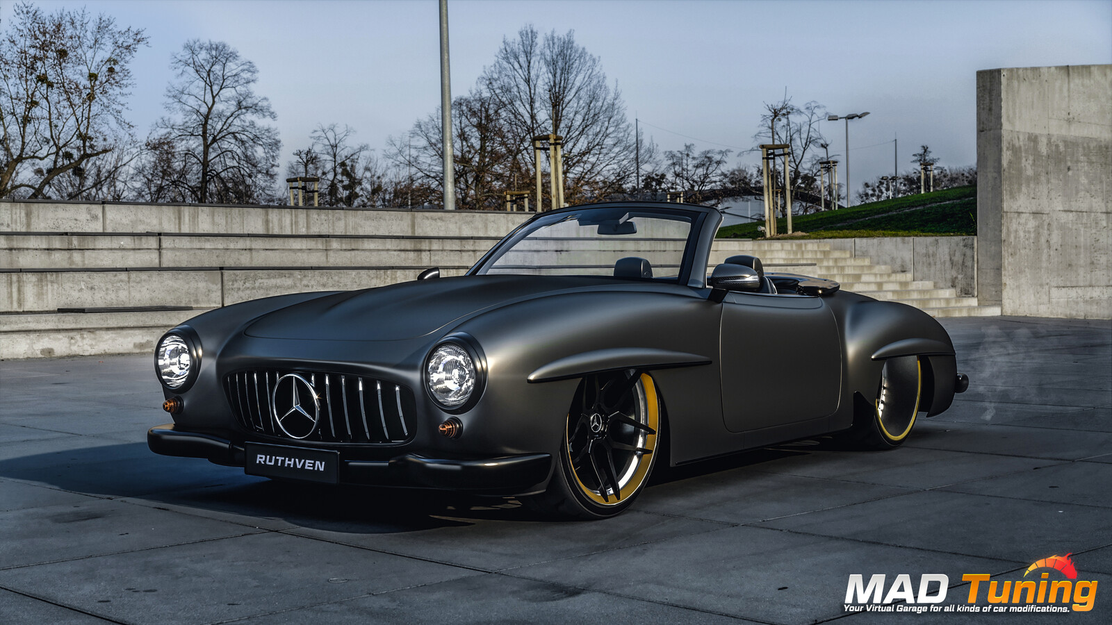 Custom lowered Mercedes 190SL Transformation : Front quarter