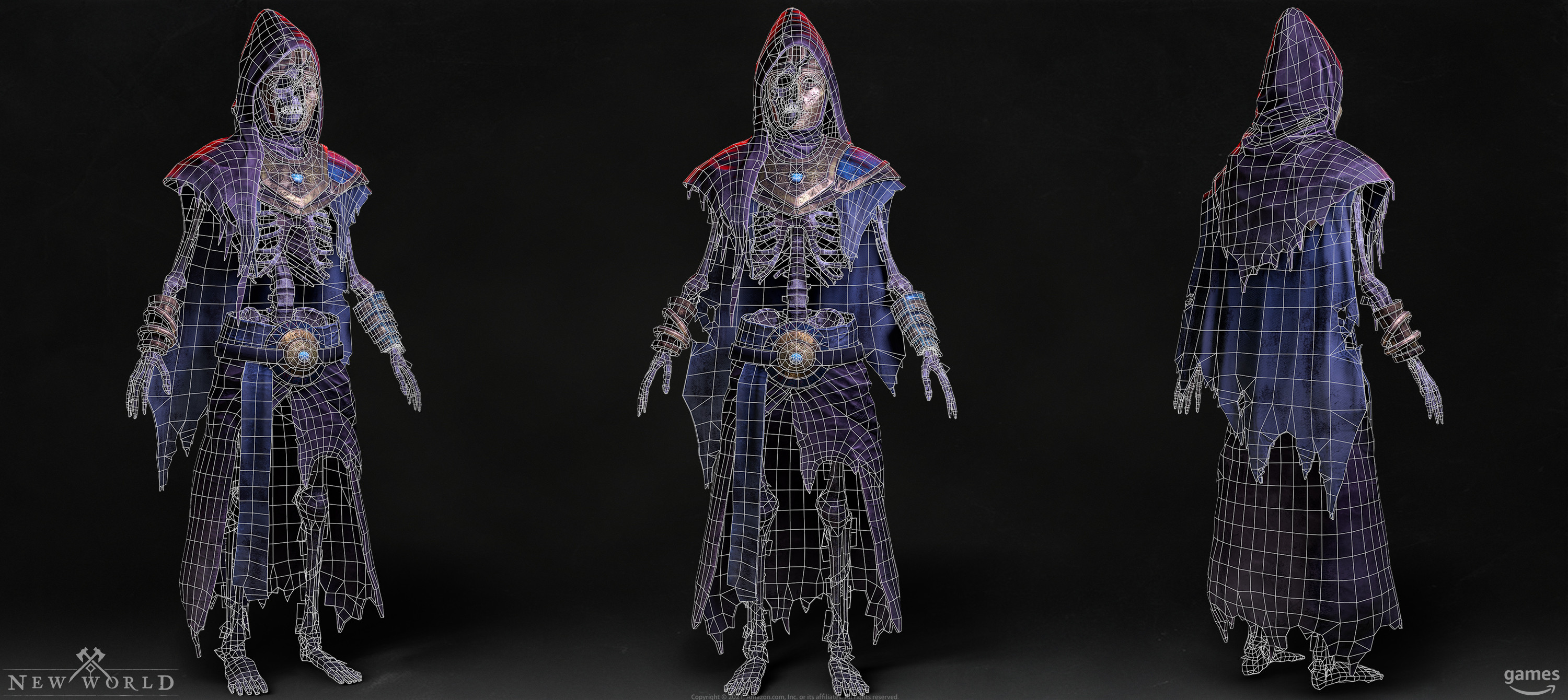 Ancient Guardian Skeleton Mage Wire Render