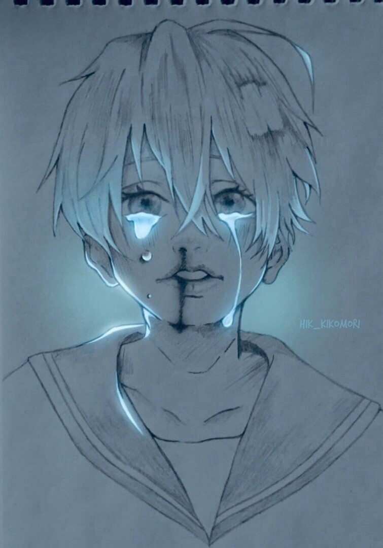 Sadness Drawing Anime Manga Anime child monochrome boy png  PNGWing