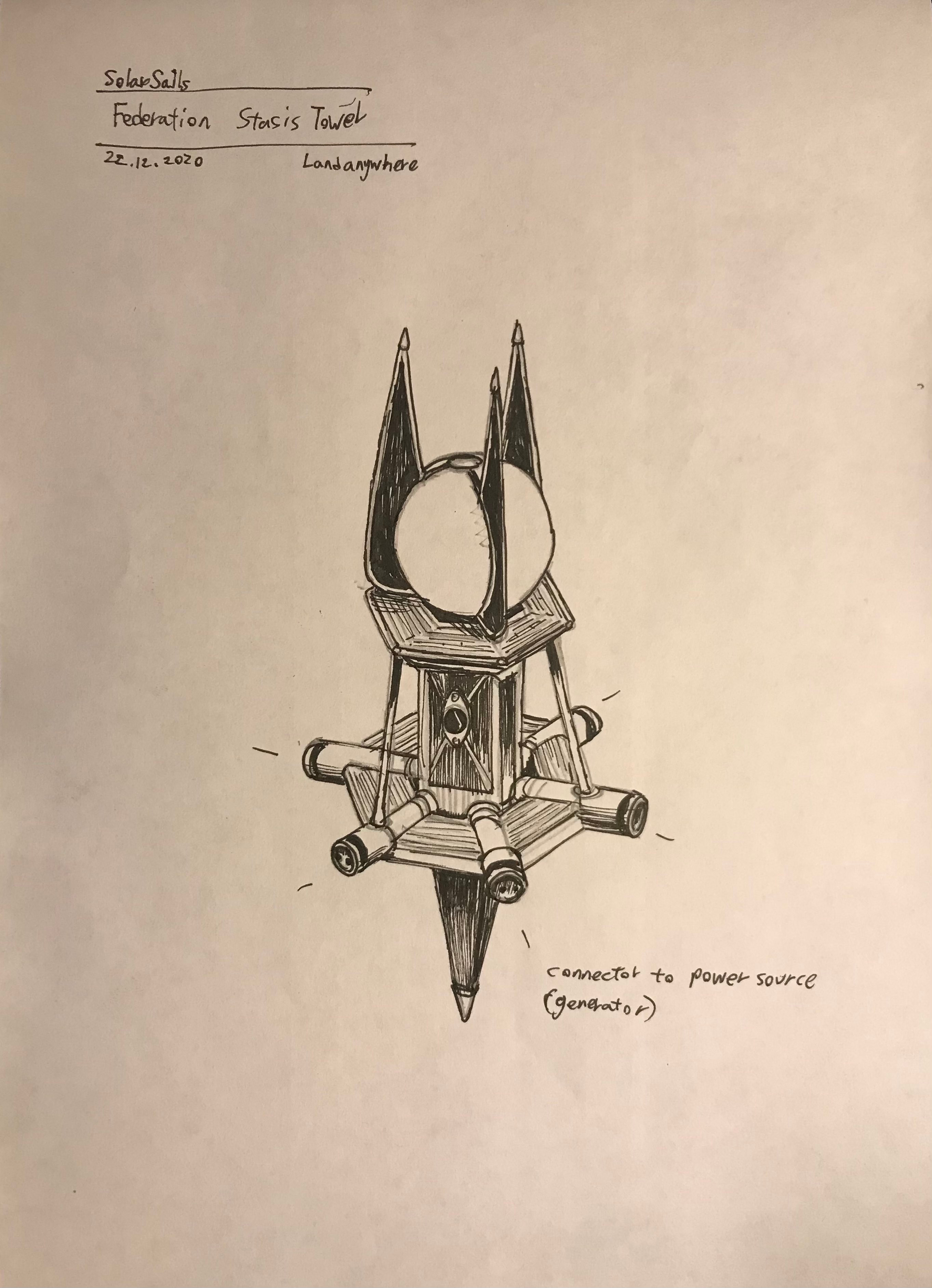 An advanced sketch of the stasis tower.