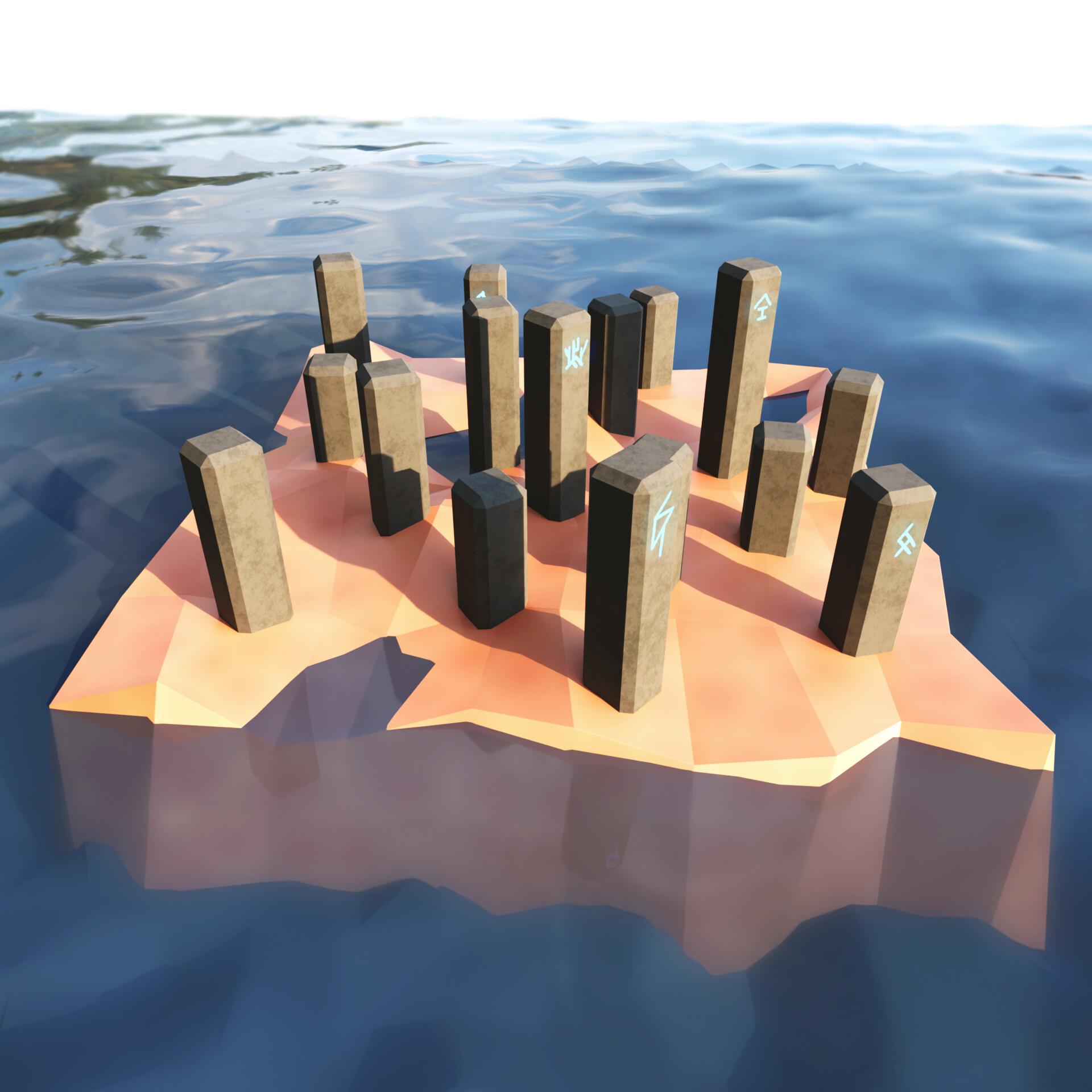 ArtStation - Low Poly Rune Island