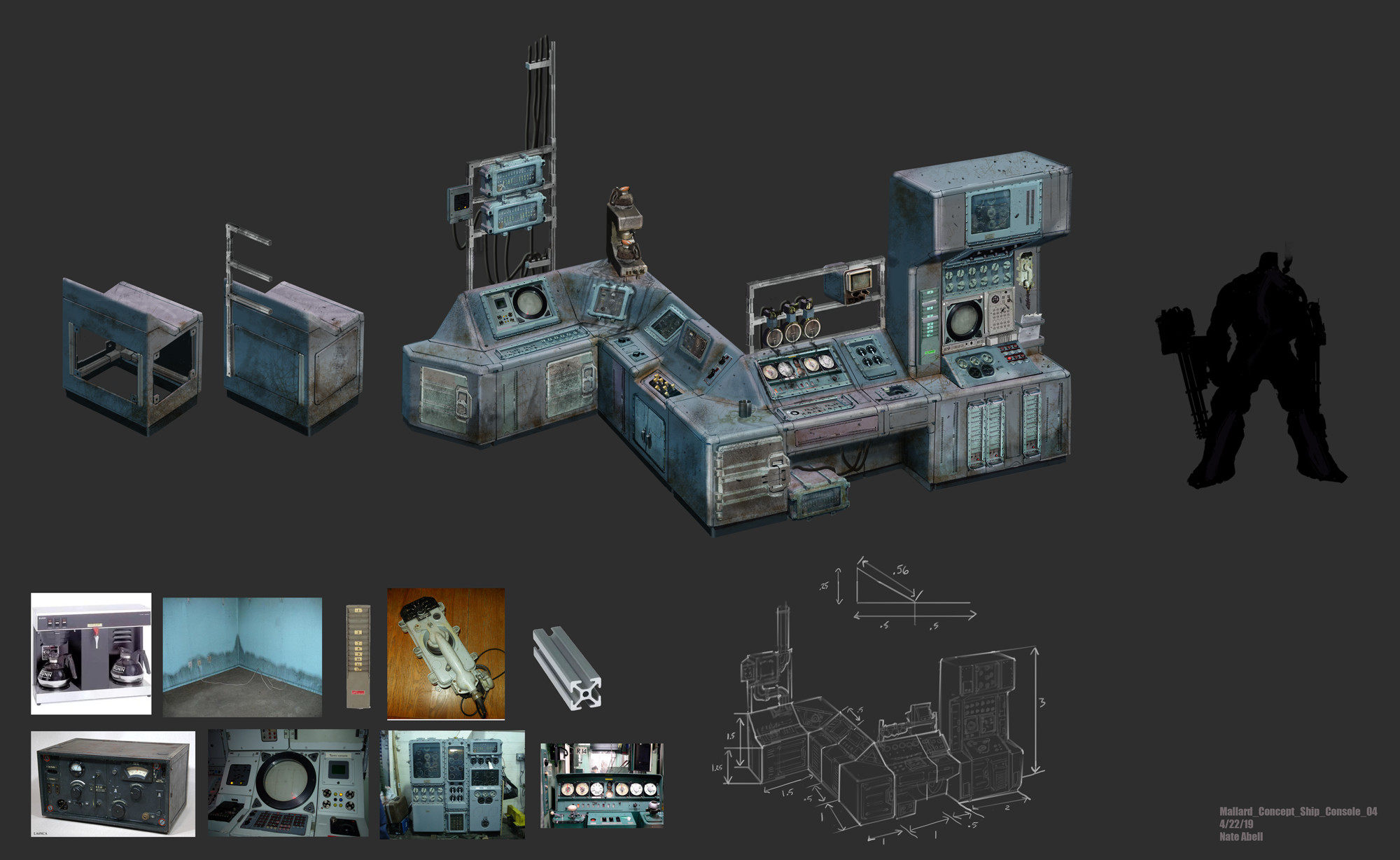 Modular design for cover concepts with measurements and material callouts.  We had crouching and vaulting in game for both heroes and enemies we needed to accommodate for.
