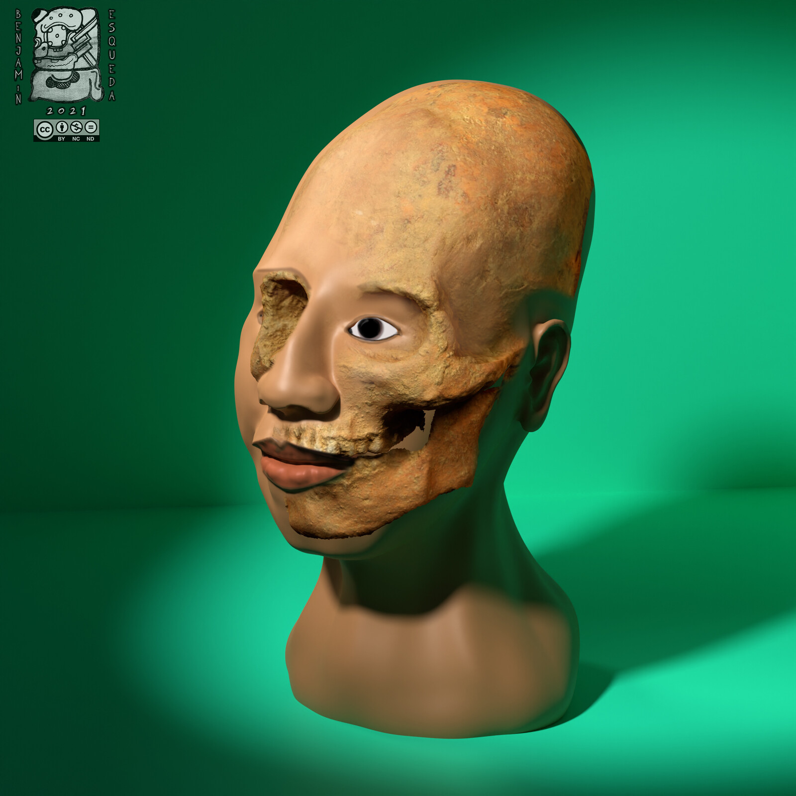 Basic painting over face features in post-proccesing.