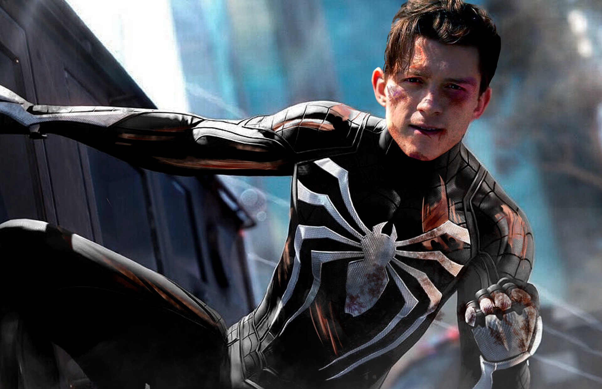 ArtStation - Concept Tom Holland - Spiderman with symbiote costume