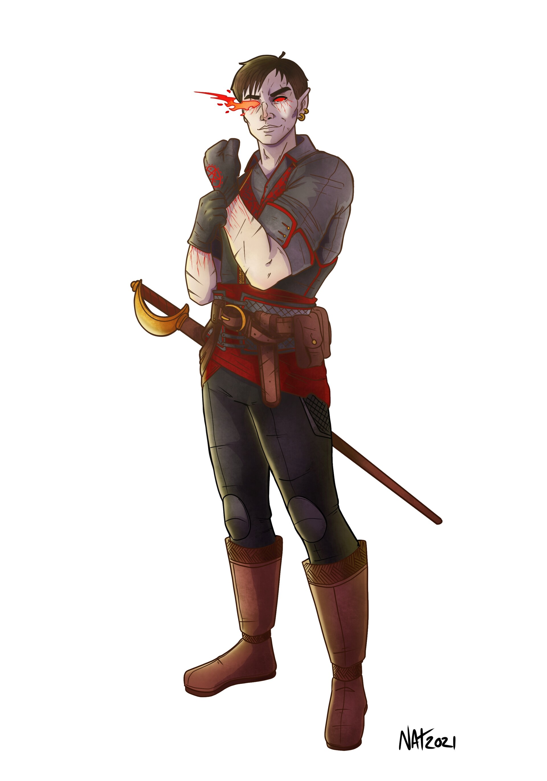 ArtStation DnD character Design Charlathan half elf warlock