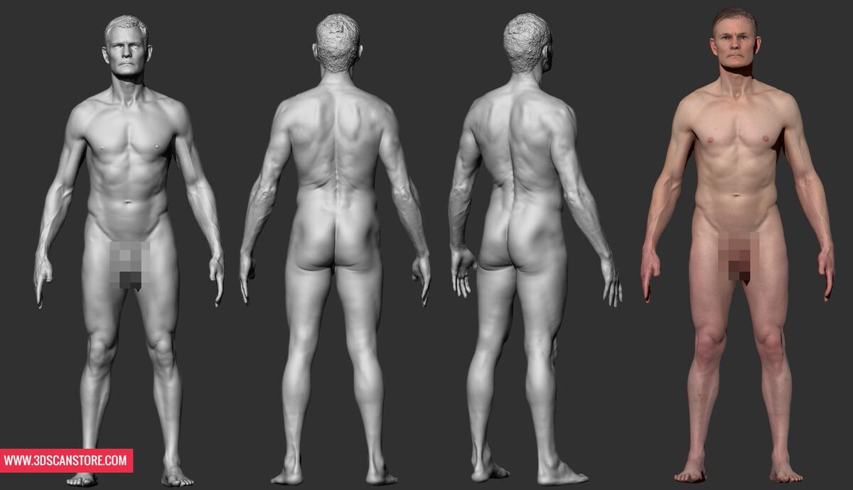 Full body nude man standing.
