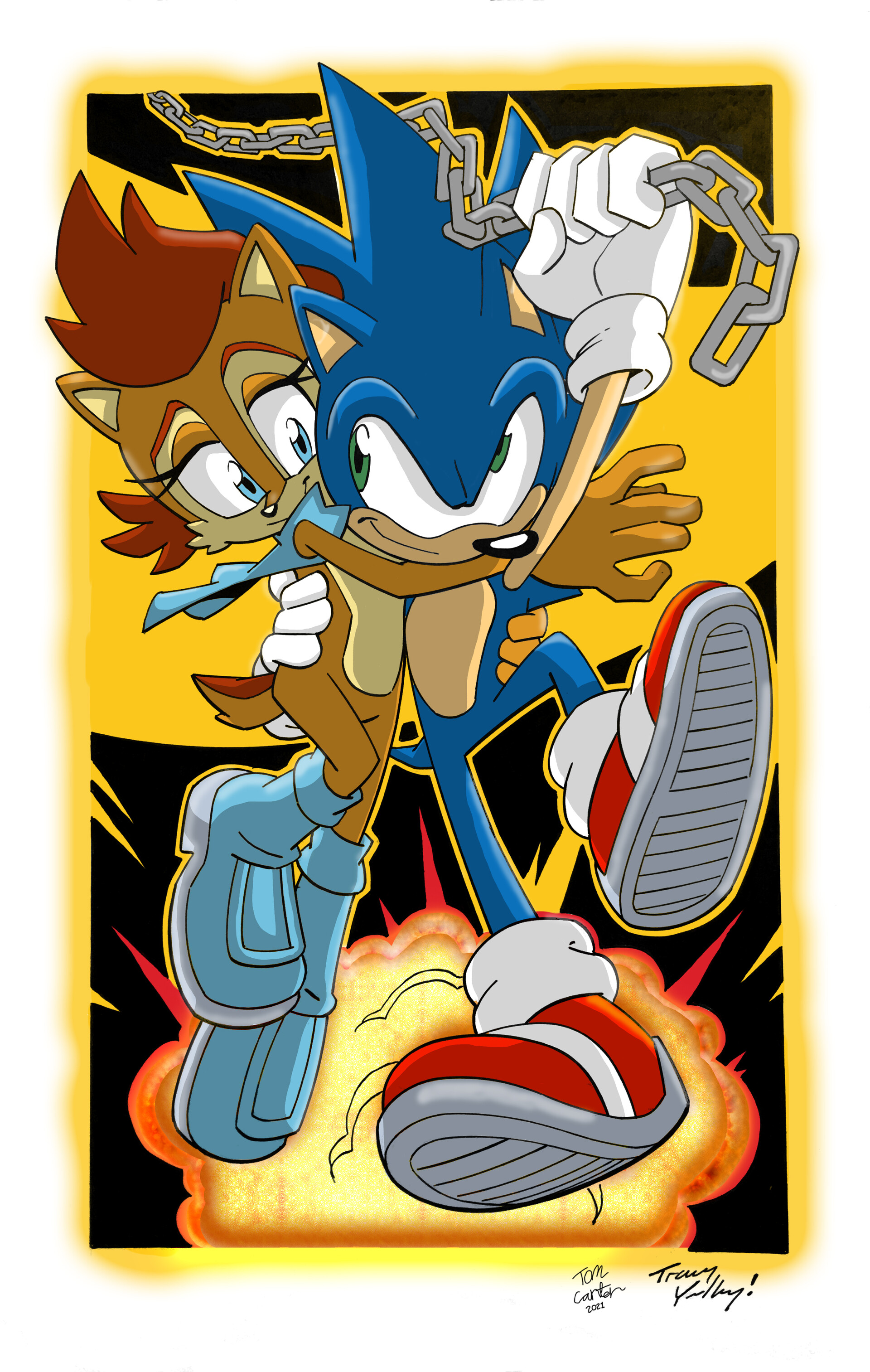 ArtStation - Sonic and Sally Swing into action - colours
