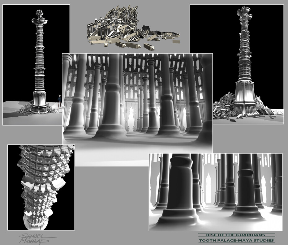 Quick massing models for tooth palace.