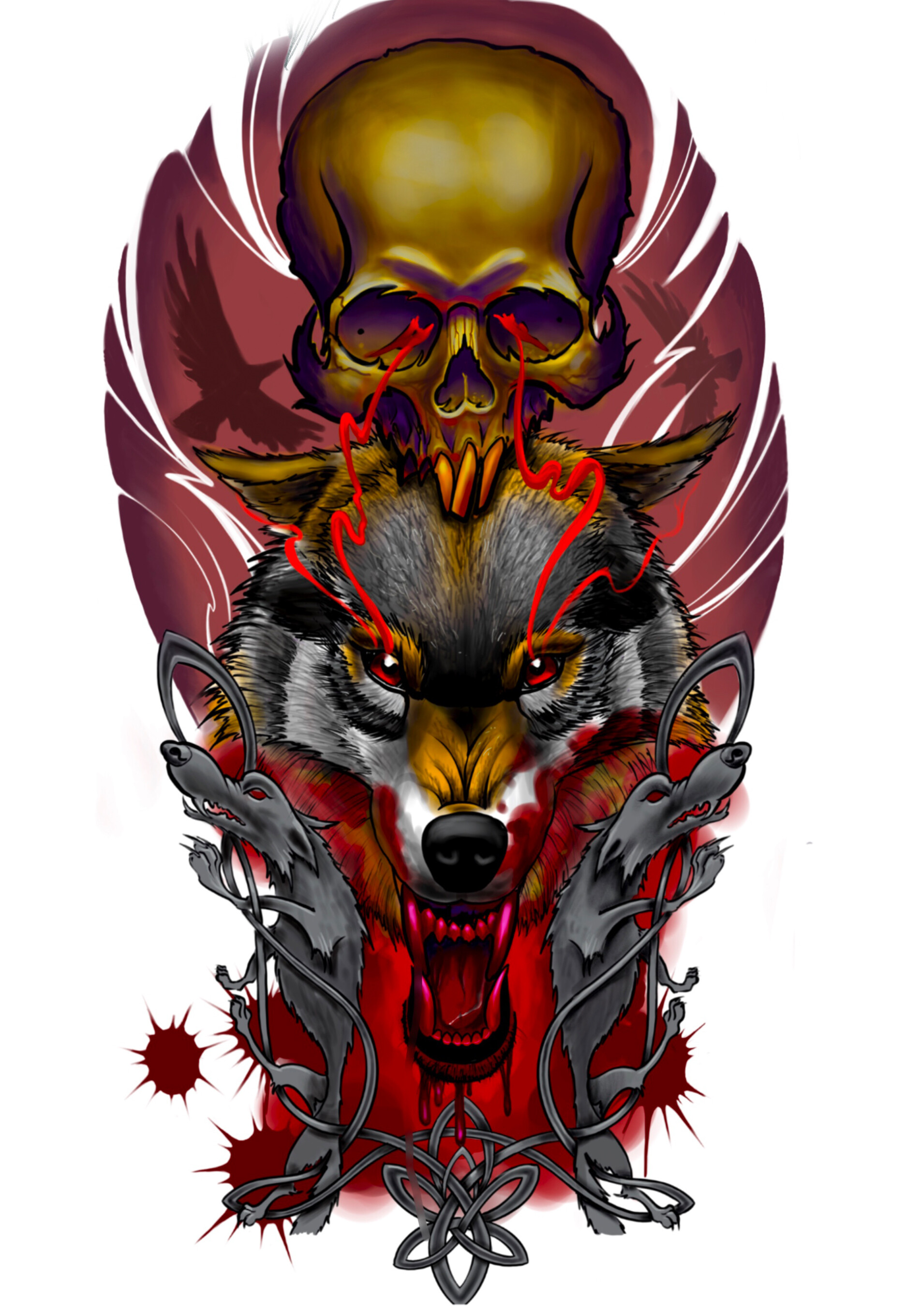 ArtStation wolf with a skull