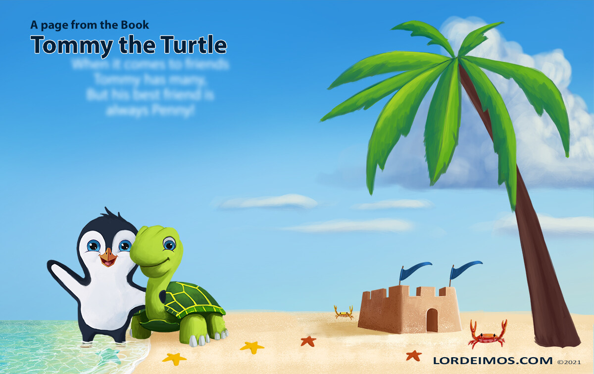 A page from the children's book "Tommy the Turtle" I illustrated last year.