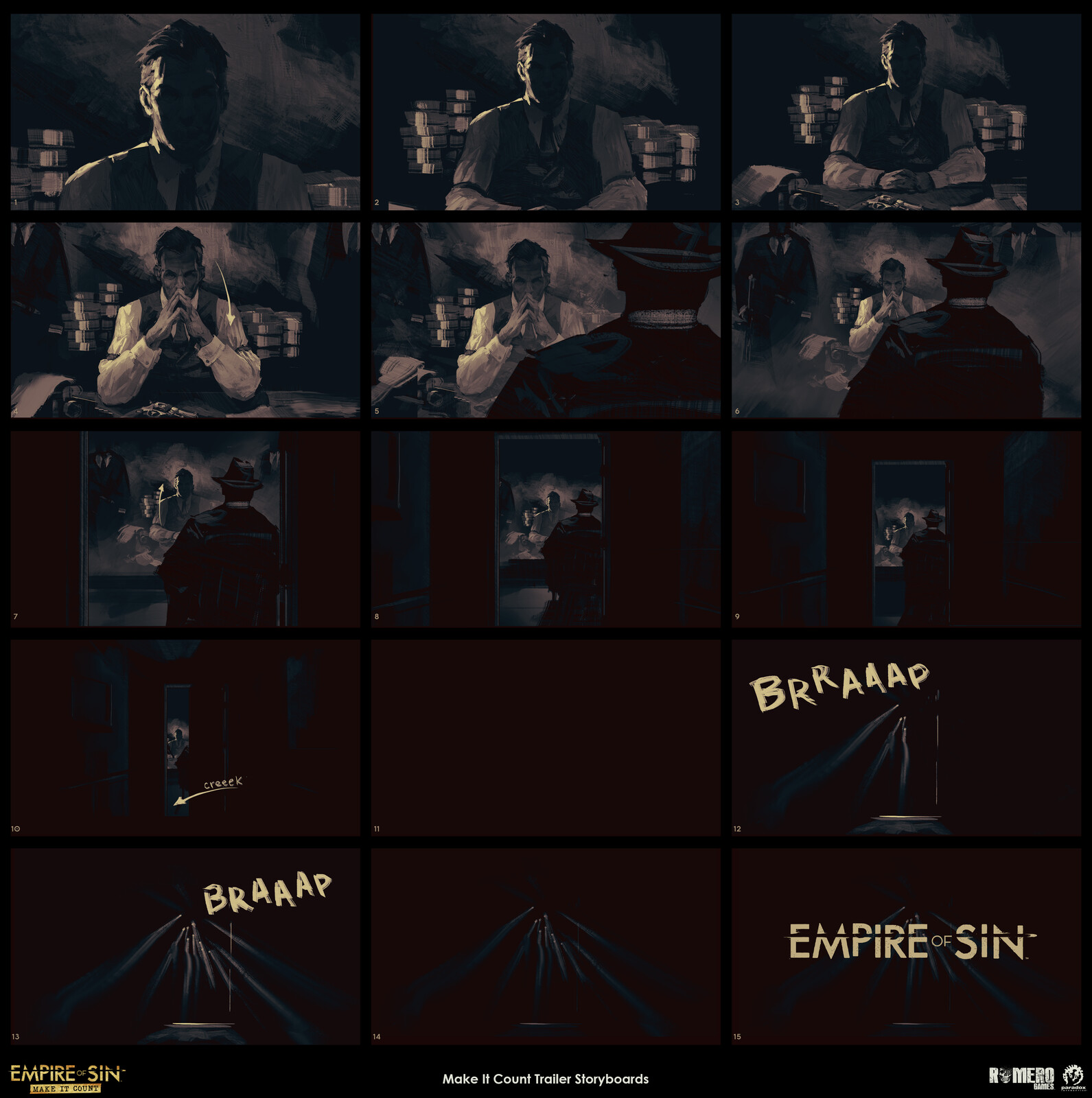 Make It Count trailer storyboards