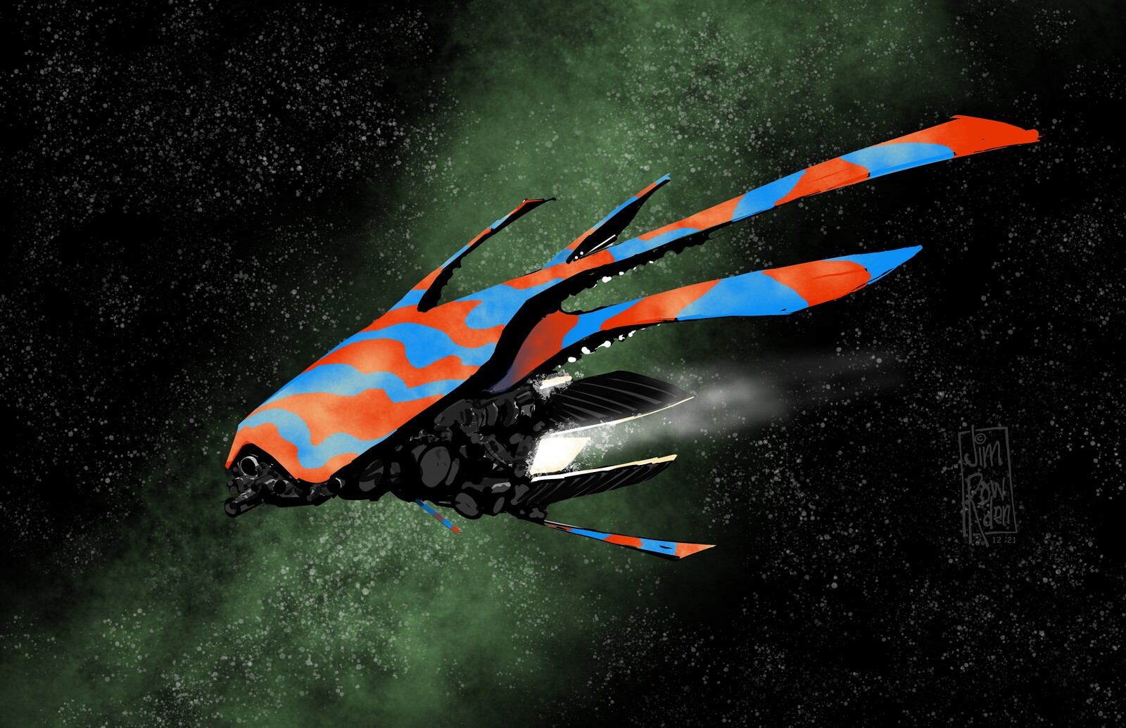 Totally ripping off Chris Foss with this spaceship sketch.
