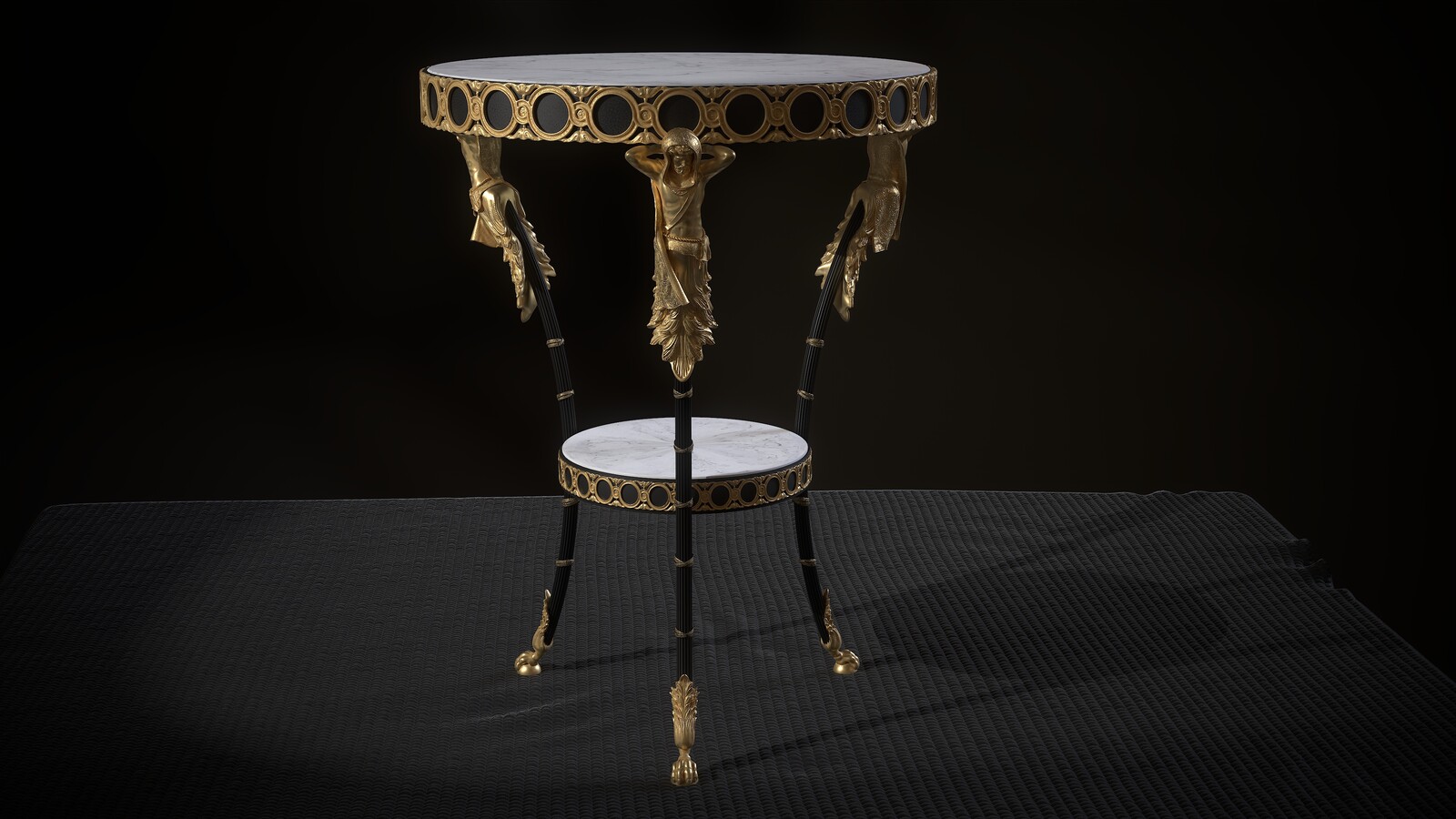 Royal Table / 24-carat gilded bronze - gun metal finish