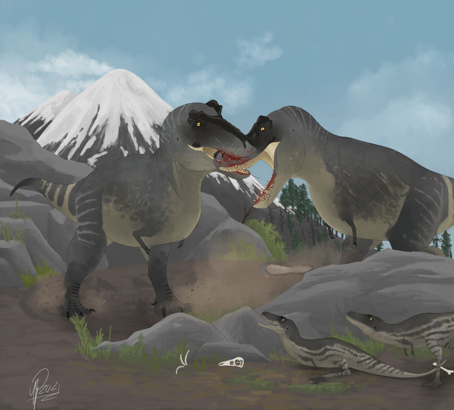 ArtStation - T. rex fight from Prehistoric Park