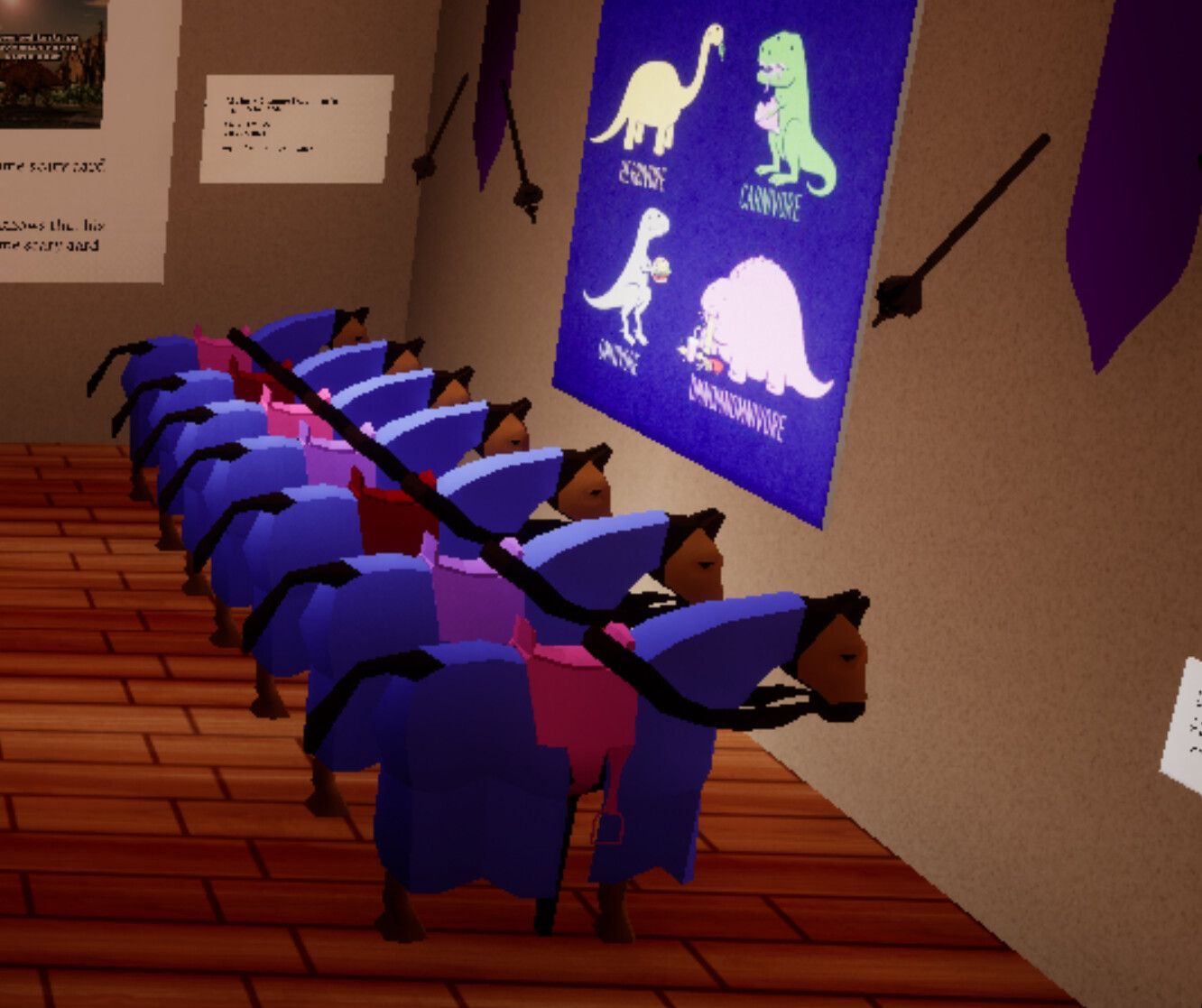 I created these jousting horses for the level. We wanted to create a very cartoony, colorful and low-poly environment. 