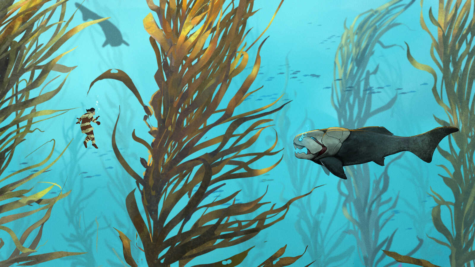 Hide from enemies inside the kelp. 