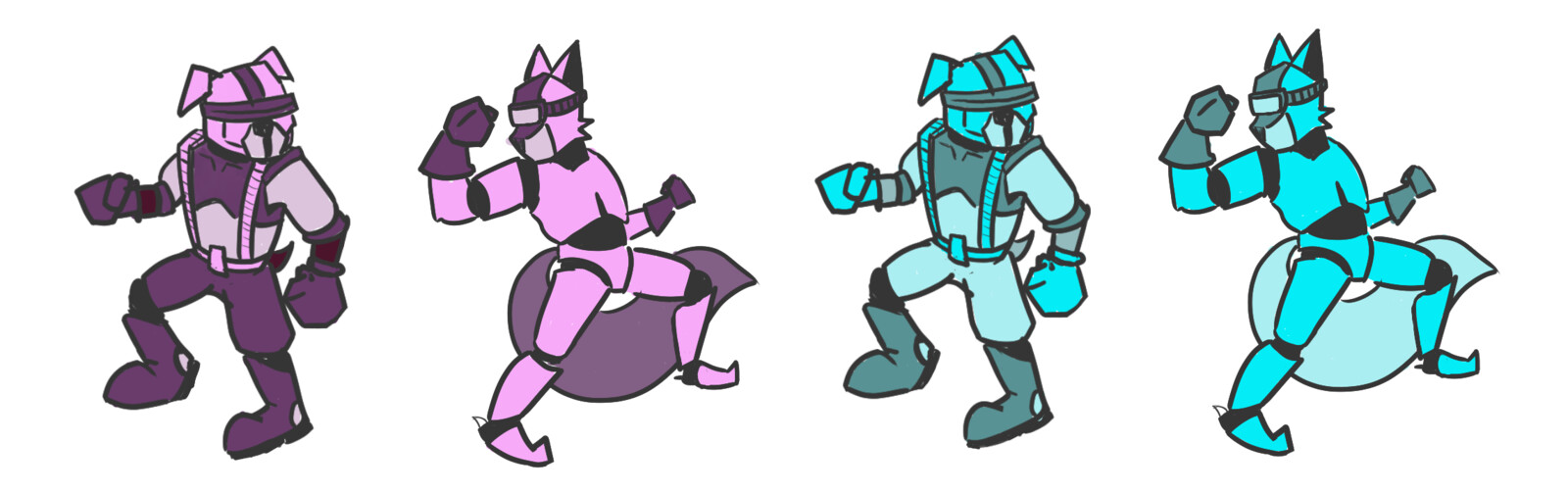 Decided as a group that it would be Cats vs Dogs game. I wanted to make sure the style of each team was different first. Dog faction was inspired by a more military Halo look while the cat faction was more Star Wars Storm Trooper kind of vibe