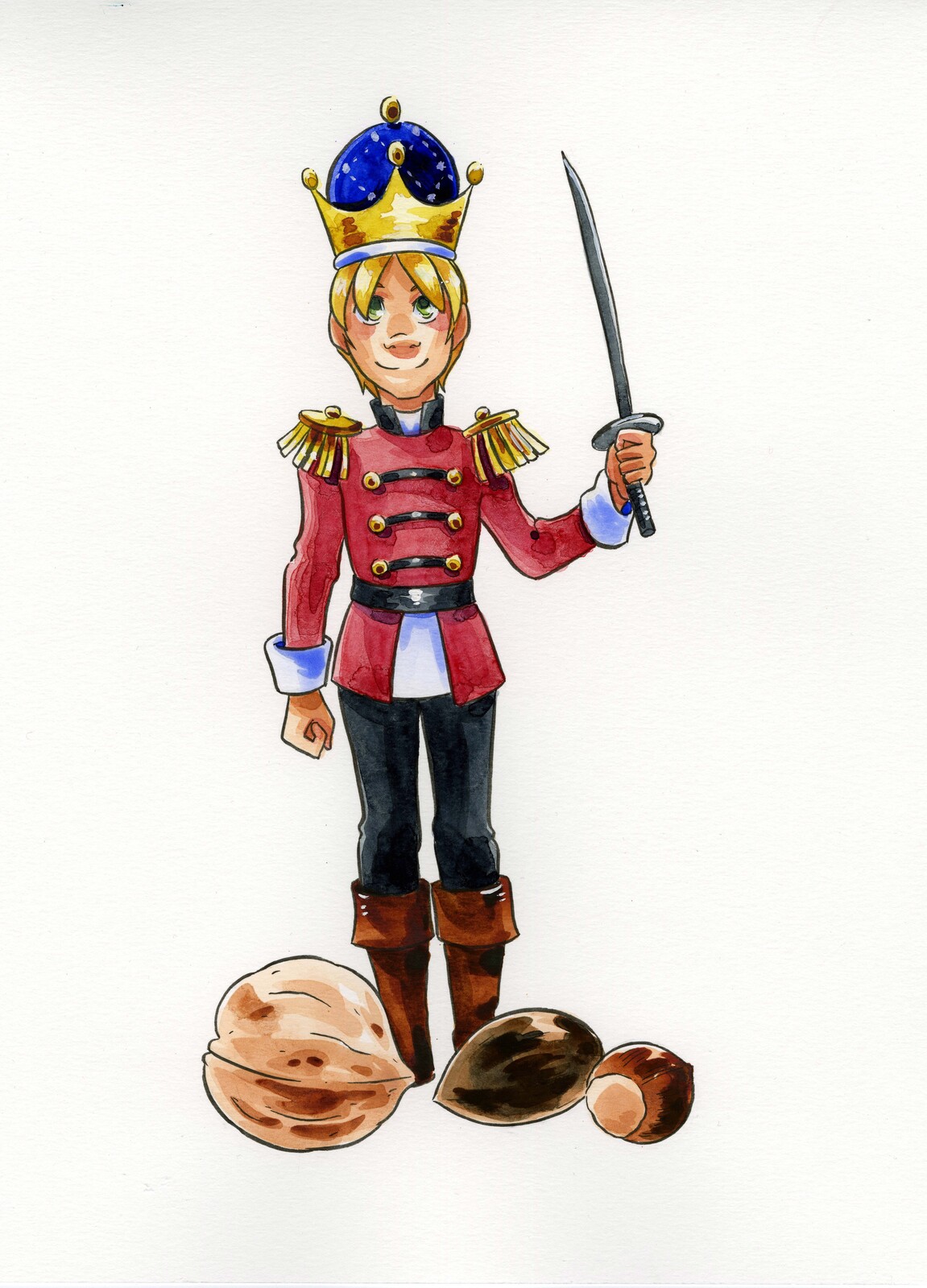 Papercraftmas Day 8: The Nutcracker Prince- printable watercolor illustration
