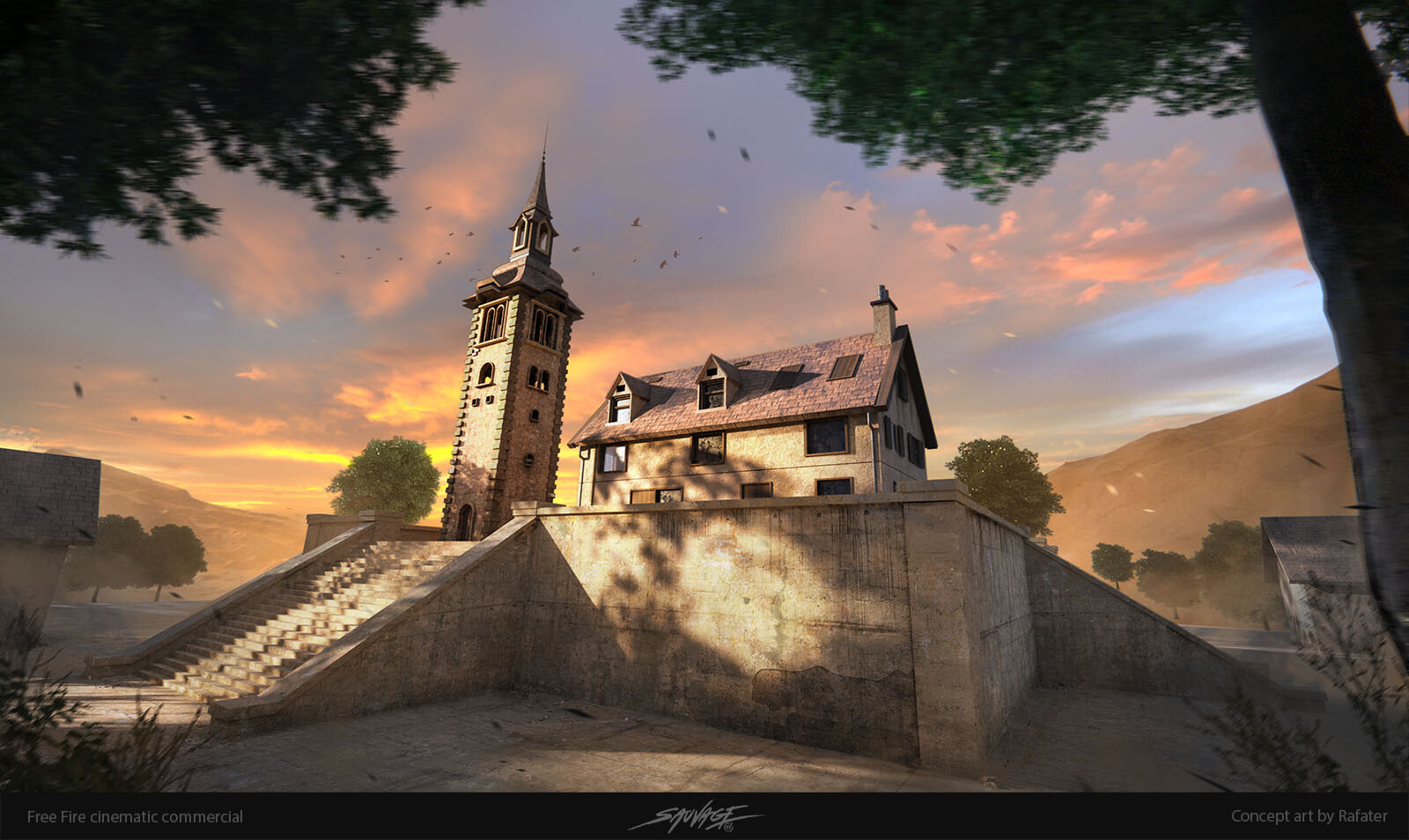 Rafater Free fire Clocktower concept art