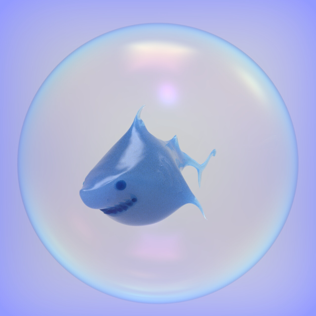 cartoon shark in a bubble 