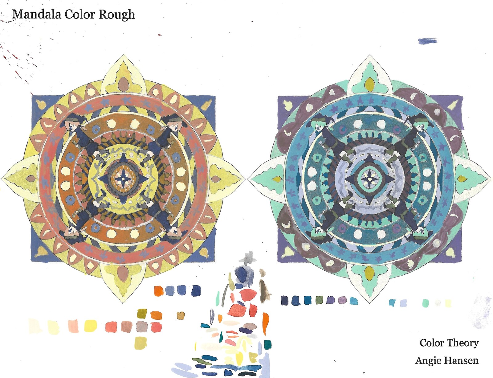 color rough for mandala  painted with gouache