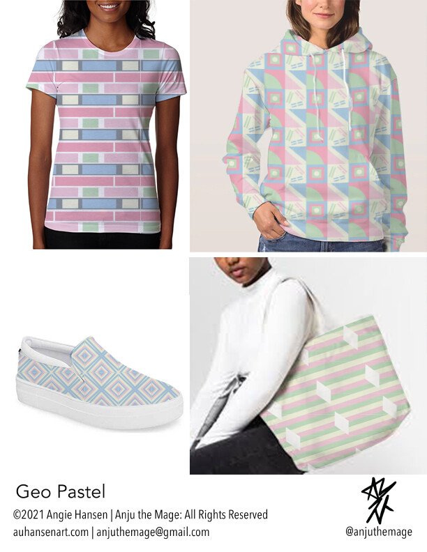 geometric pastel pattern mockups for young women