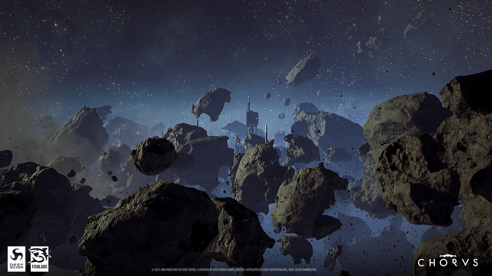 Screenshot of the asteroids in-game - STEGA RIM