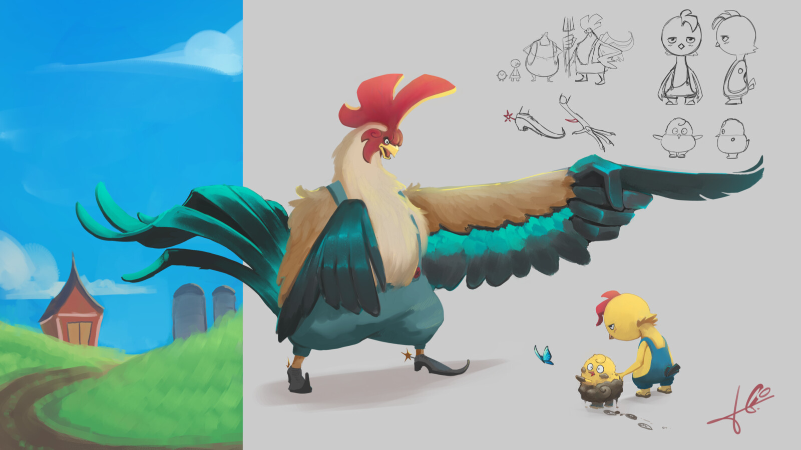 Rooster and boys