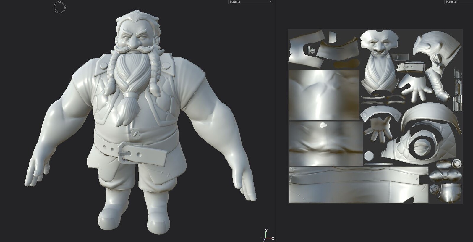 Low poly backed version
ready for texturing.