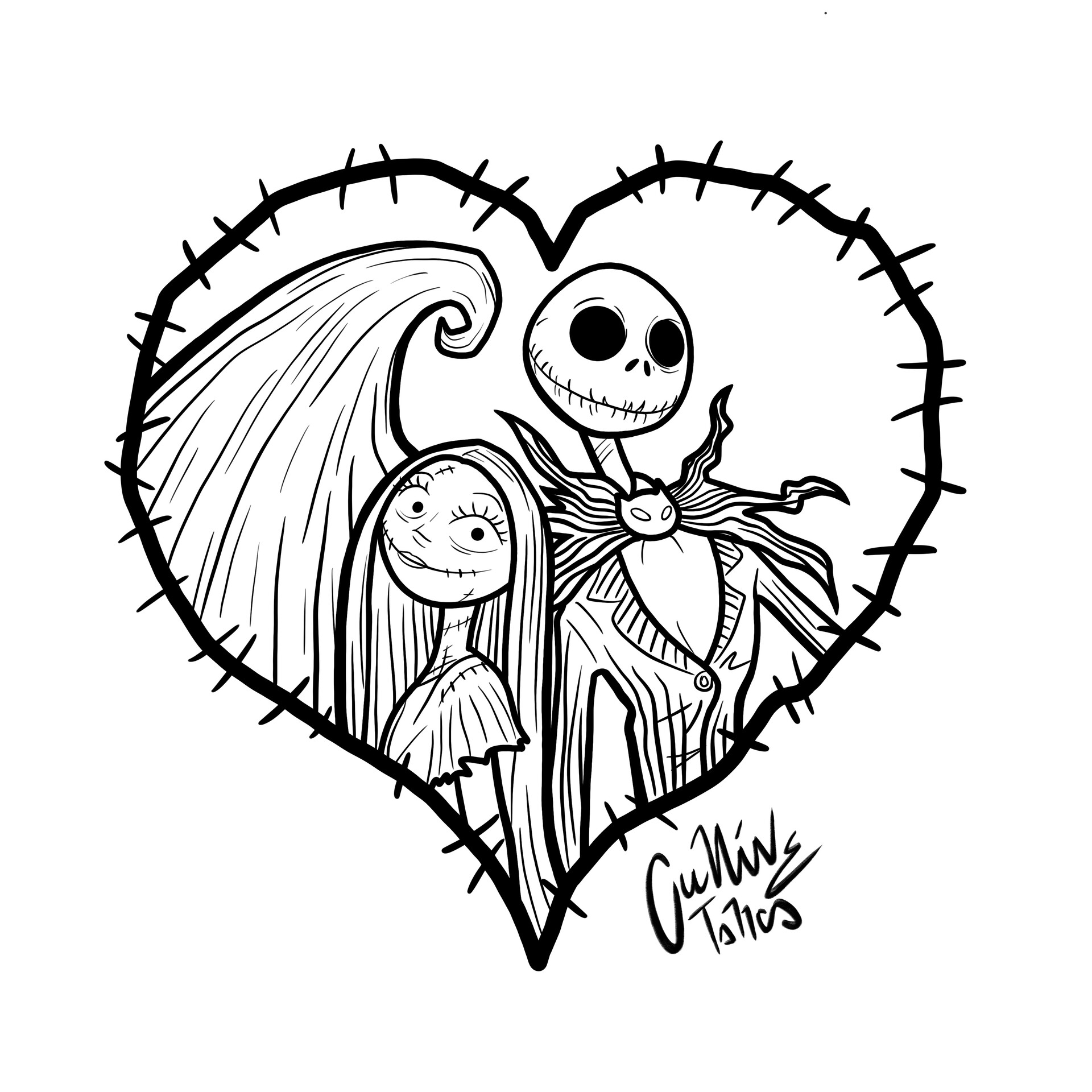 jack and sally by Ernesto Nave TattooNOW