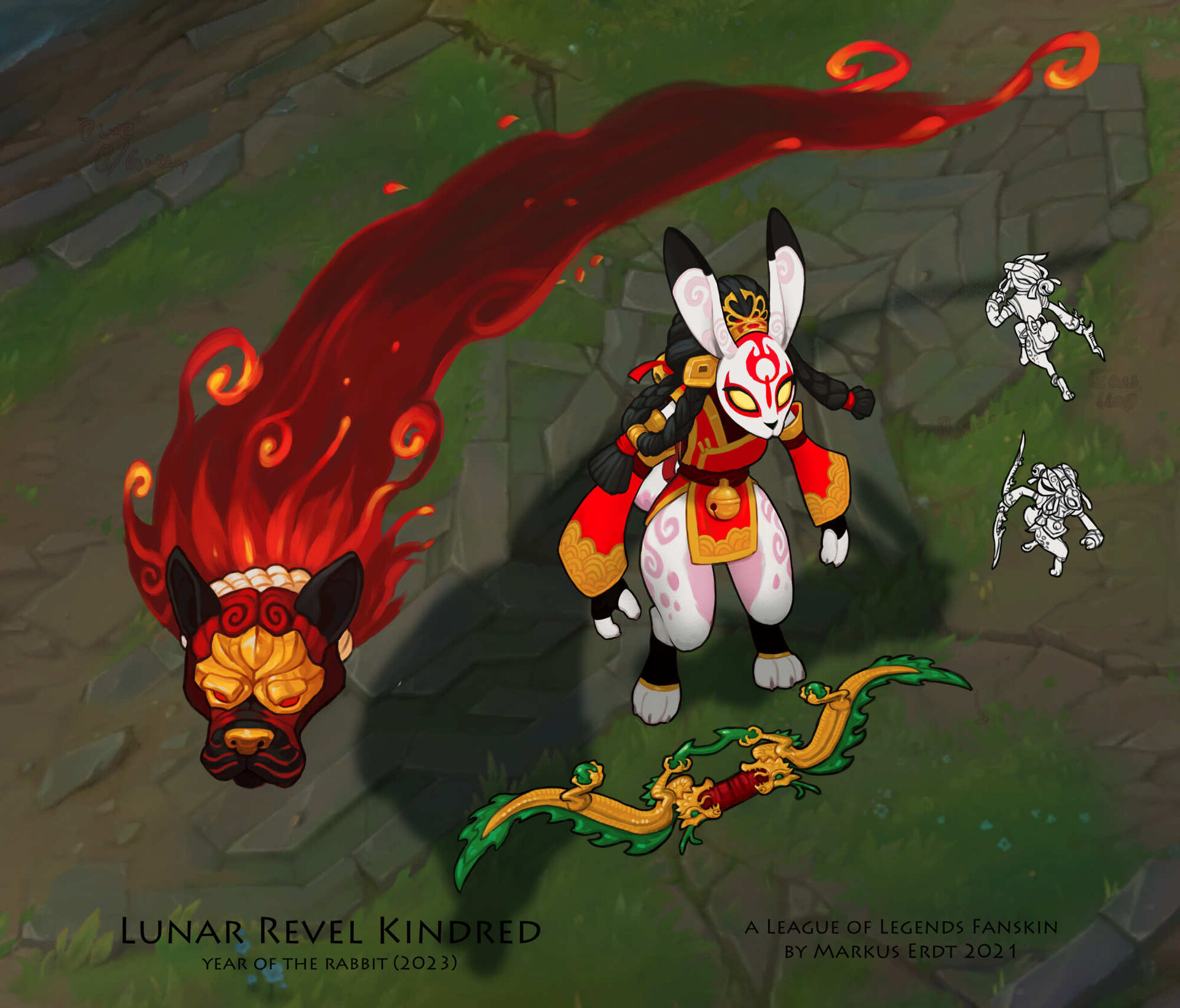 ArtStation League of legends Kindred Lunar Revel fanskin concept