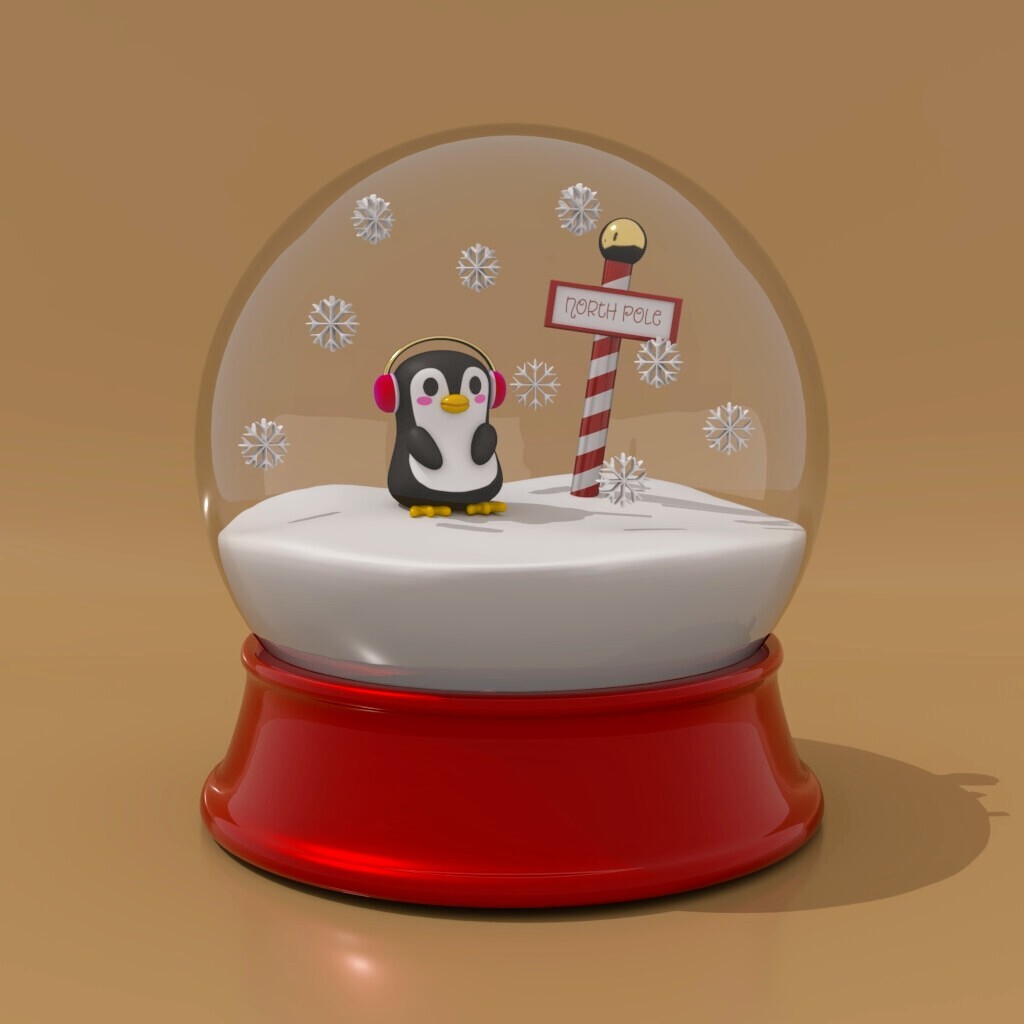 ArtStation - Penguin Snowglobe