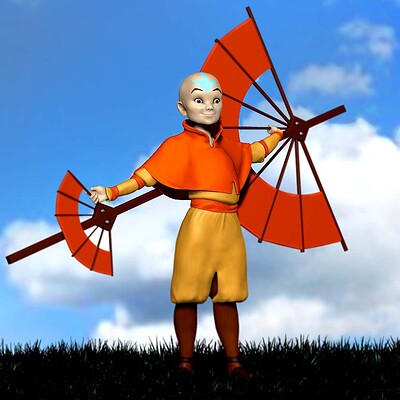 Aang and His Gliding Staff: Avatar the Last Airbender