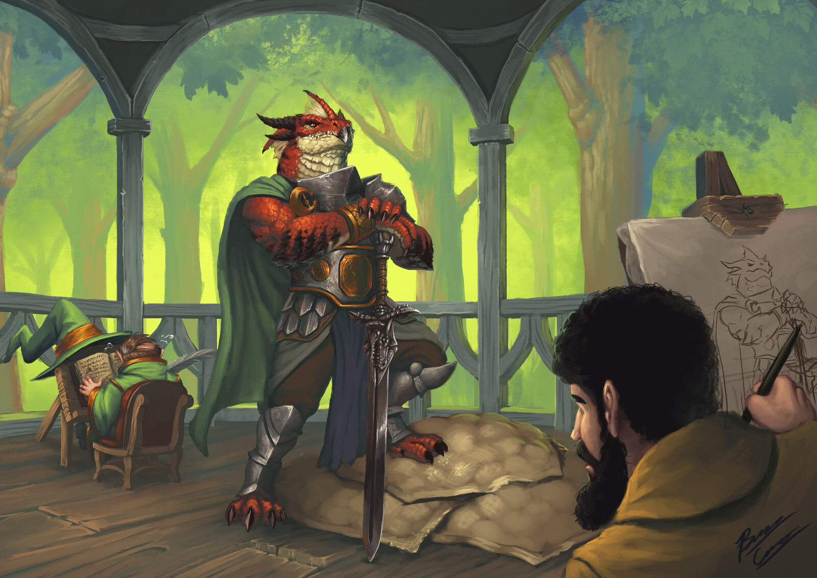 After delivering a killing blow to a white dragon, Ravoghull poses for a portrait of his exploits.