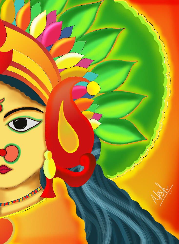 Free Vector | Hand draw happy durga puja festival indian holiday sketch  background