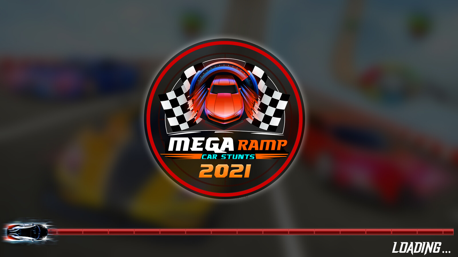Game Loading Screen For Impossible Mega Ramp Stunts Game UI Design. 