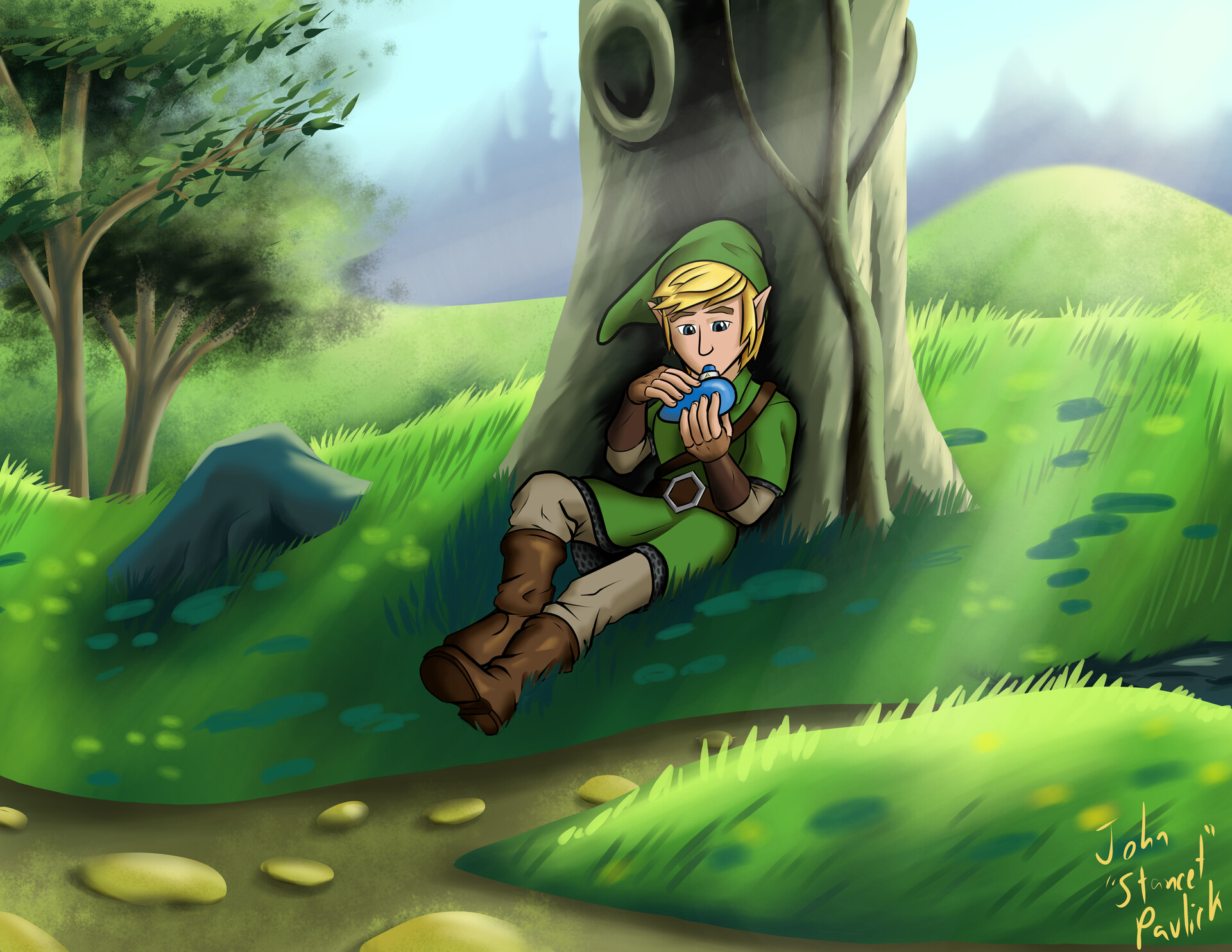 ArtStation Link Playing the Ocarina