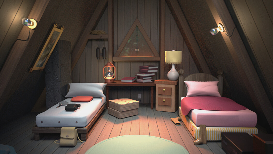 ArtStation - Gravity Falls - Mable and Dipper's Attic Bedroom - My ...
