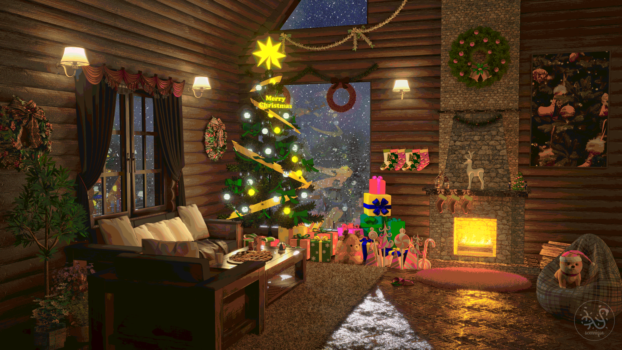 ArtStation - Christmas Cabin GIF