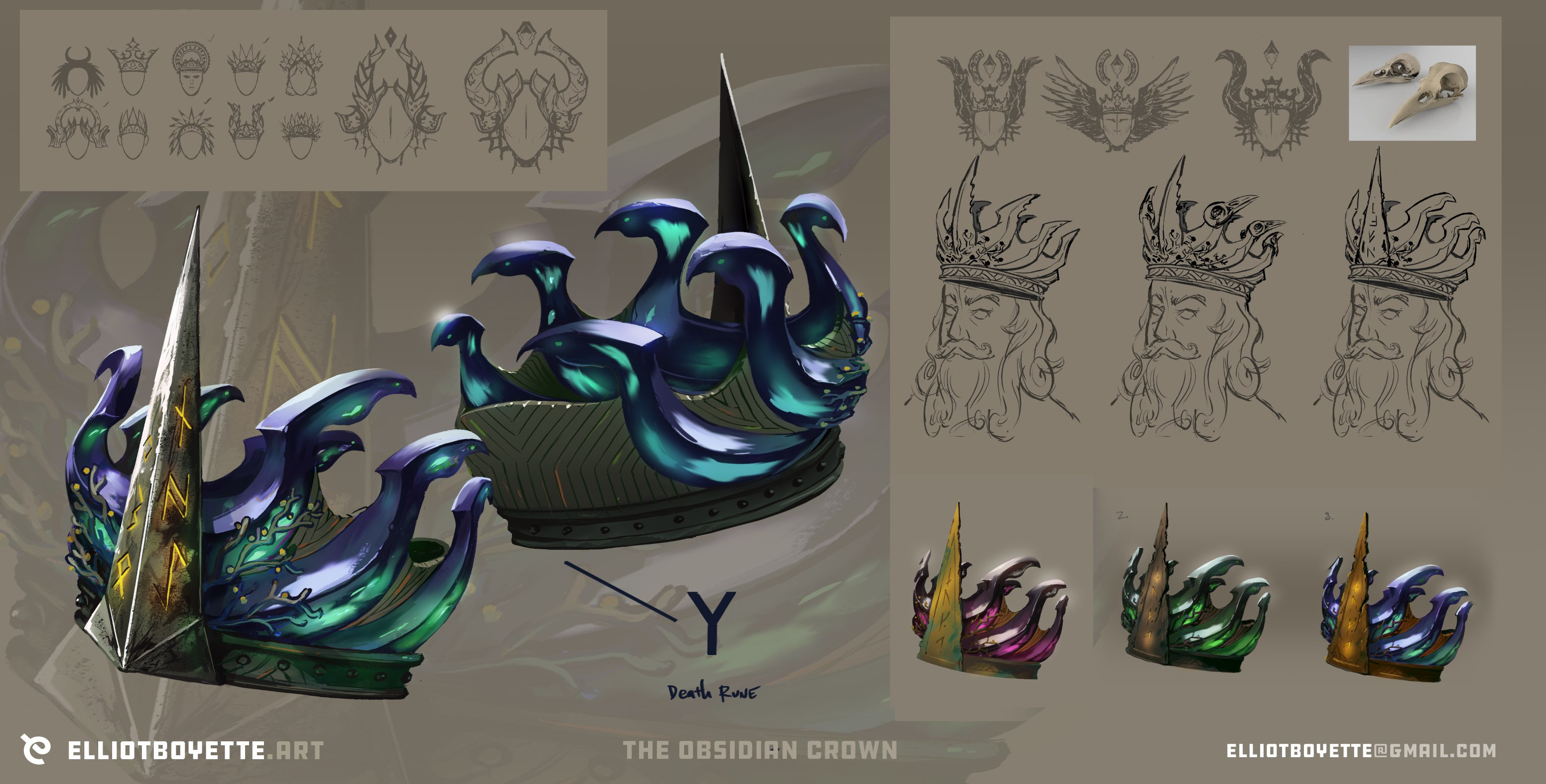 Model sheet with development sketches