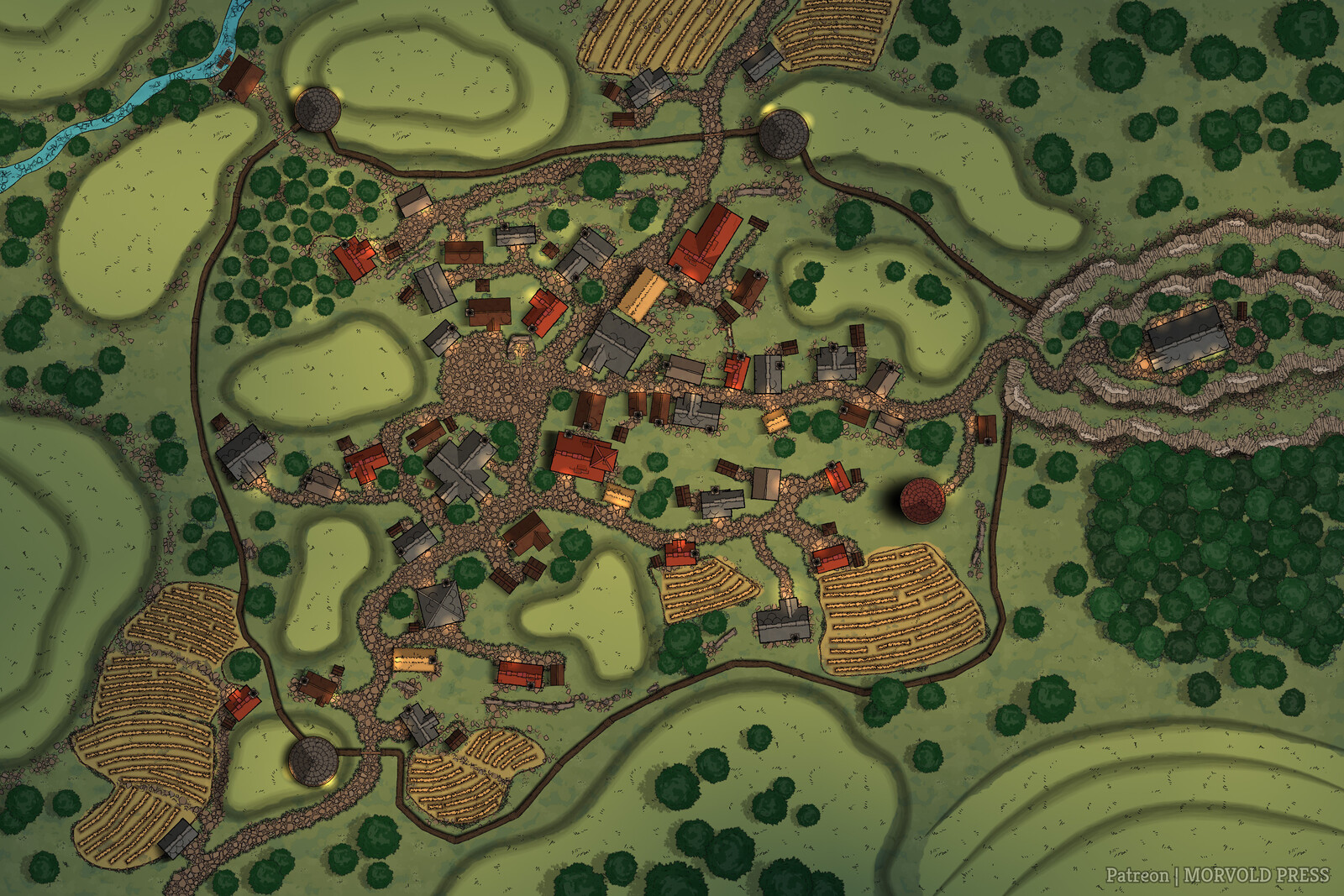 Rebuilt, Walled &amp; Expanded Phandalin Town Map [60 x 40] - [Summer/Winter]
