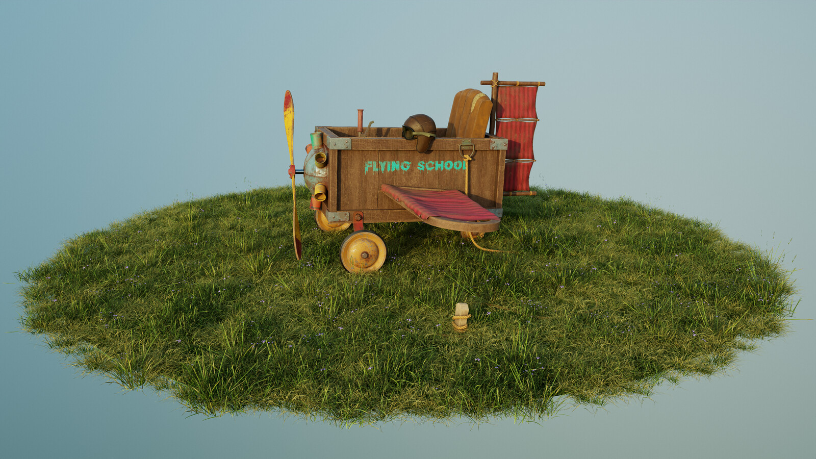 Wood Crate Airplane 3D