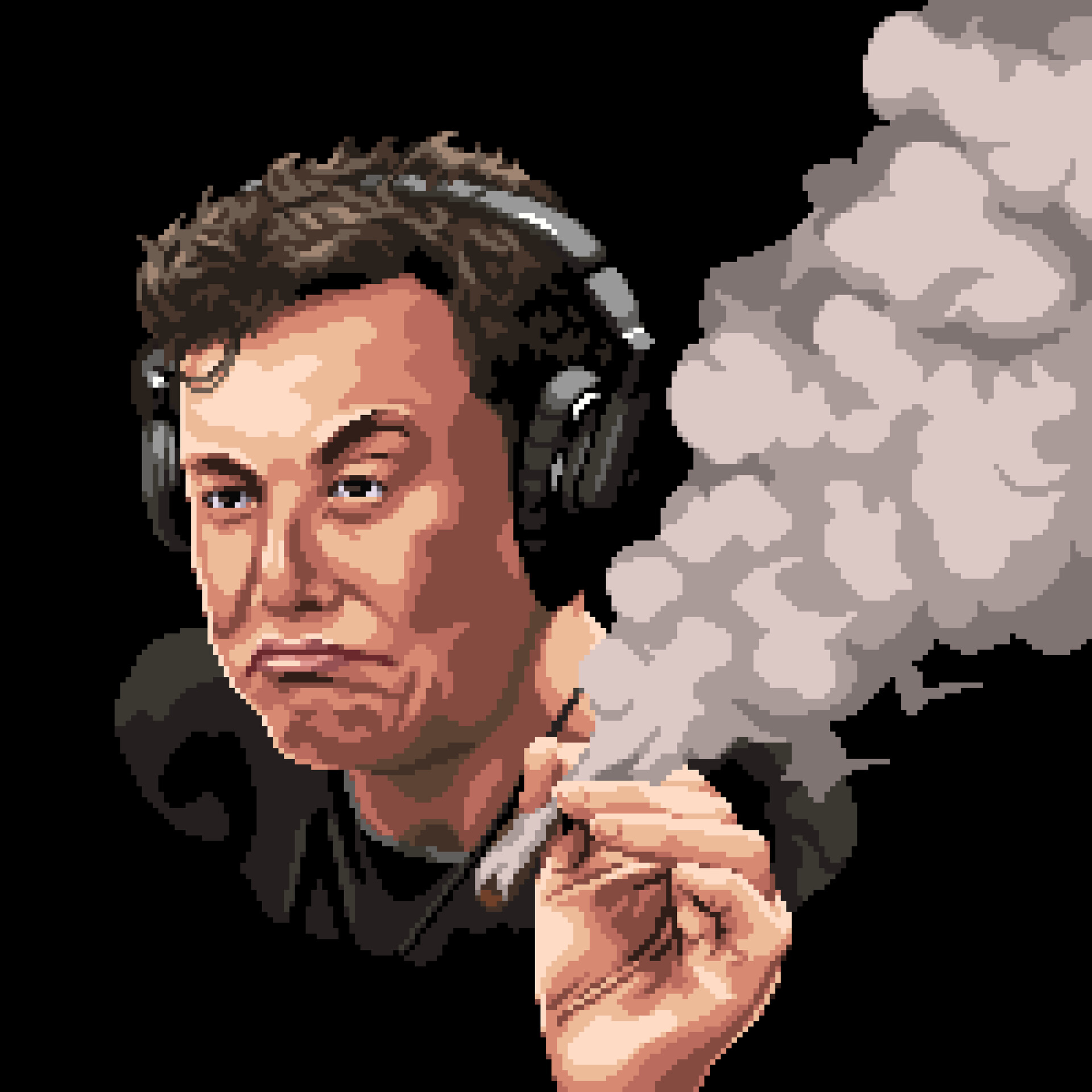 ArtStation Pixelated smoked Elon Musk by hand