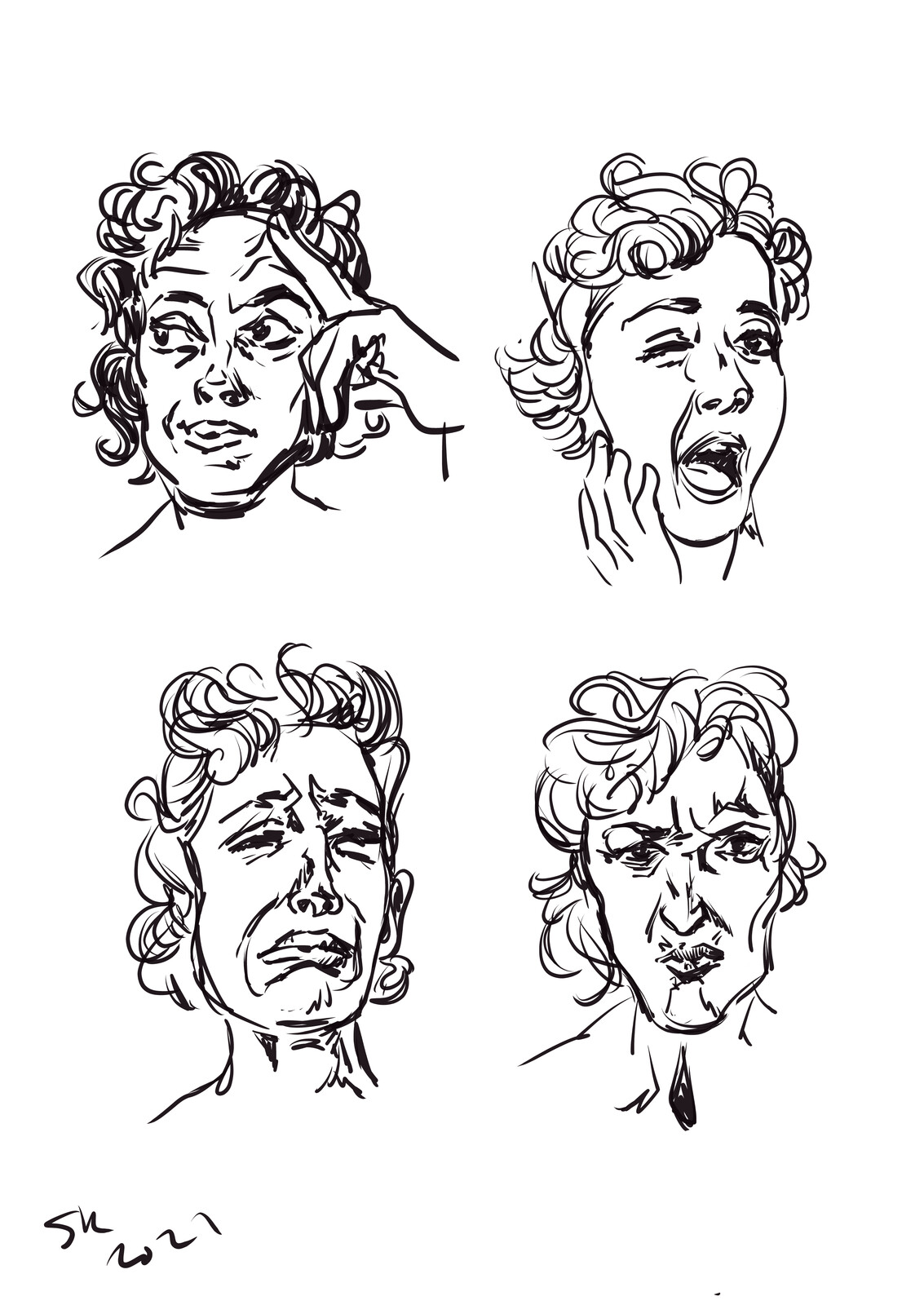 Model Marta doing five minute expressions, sketched in digital.