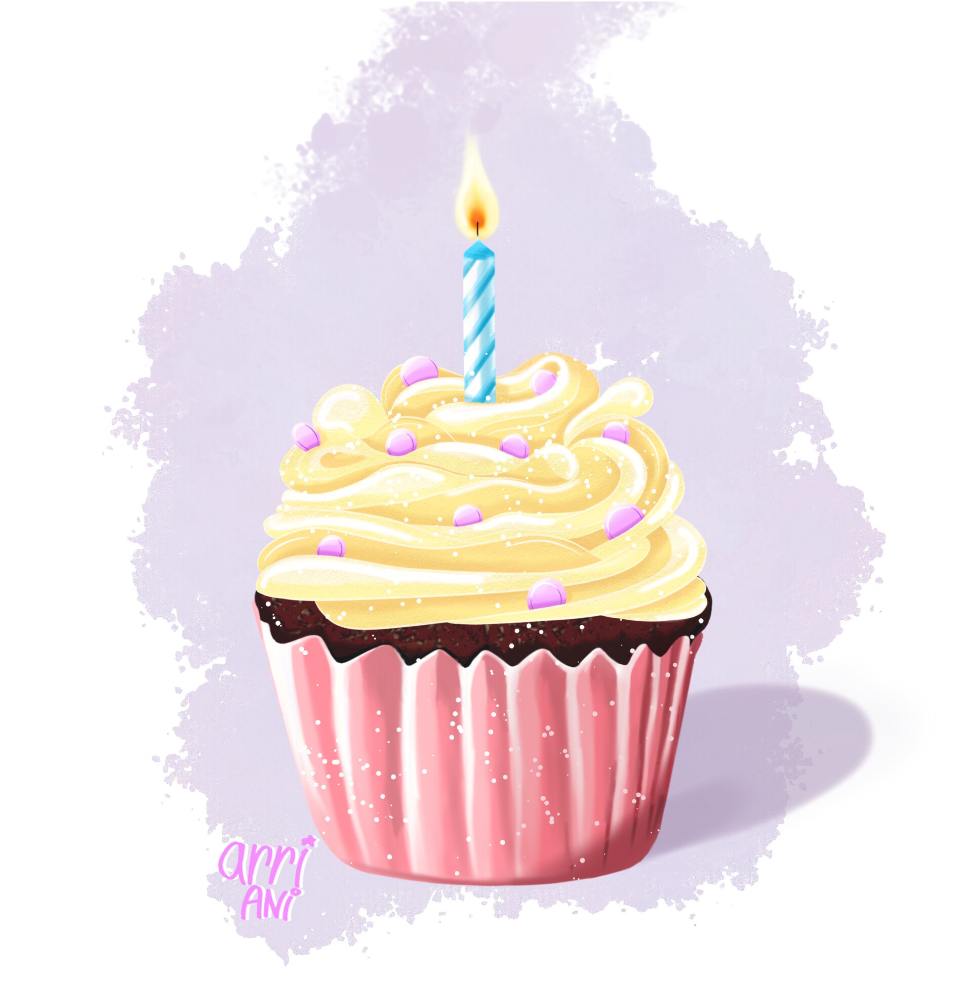 ArtStation - Birthday's cupcake with candle