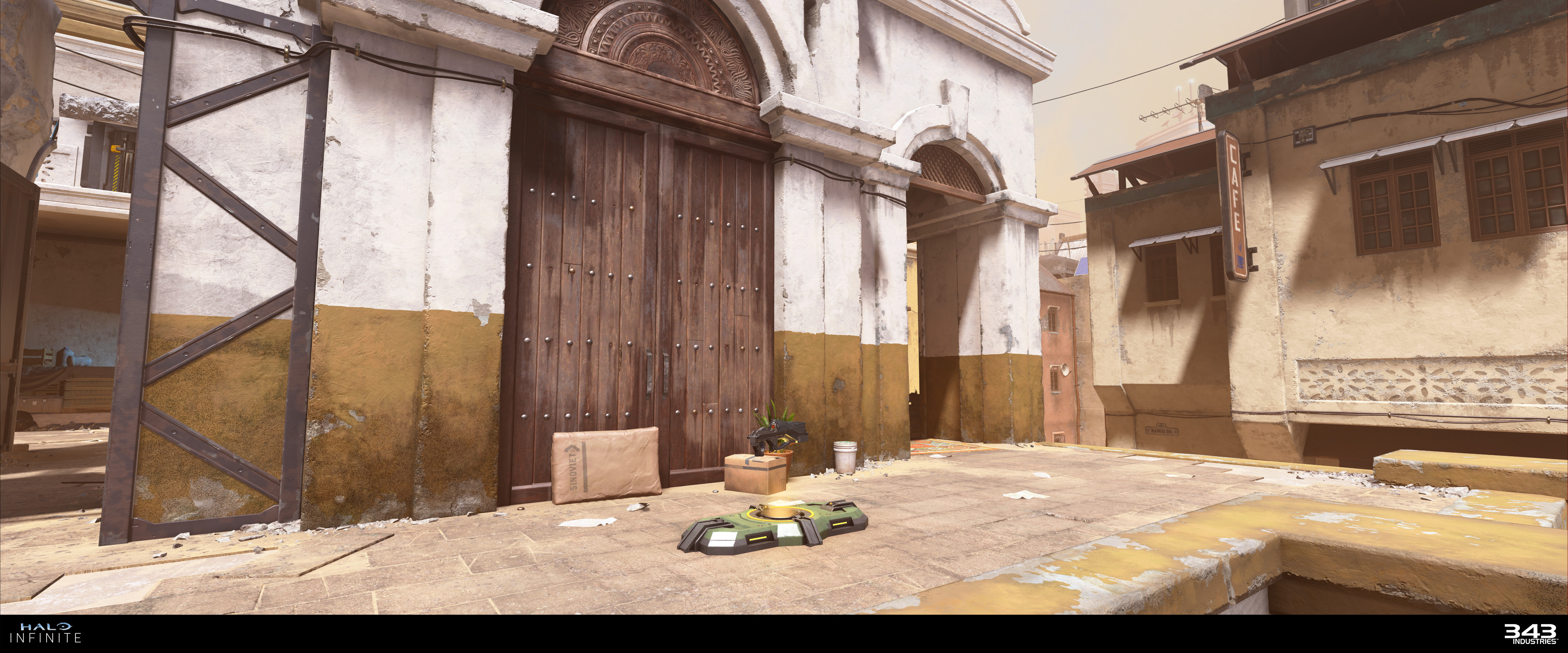 Example of the art team using the mask painter to create surface variation in the levels, things like wear, weathering, color variation etc