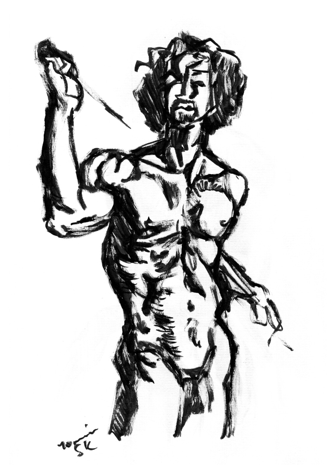 Andrea in Pentel brush pen.