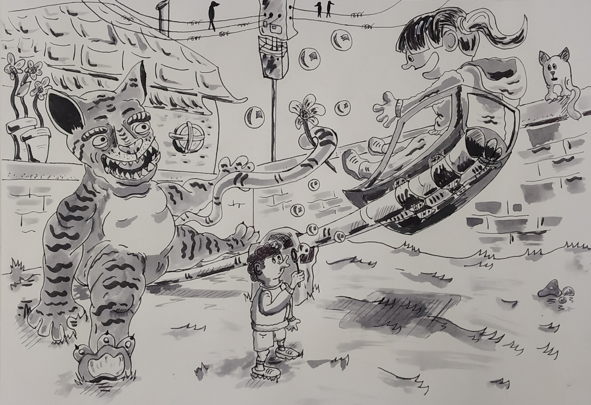 ArtStation - Kids Animal Park - Original Concept / Ink Sketch.
