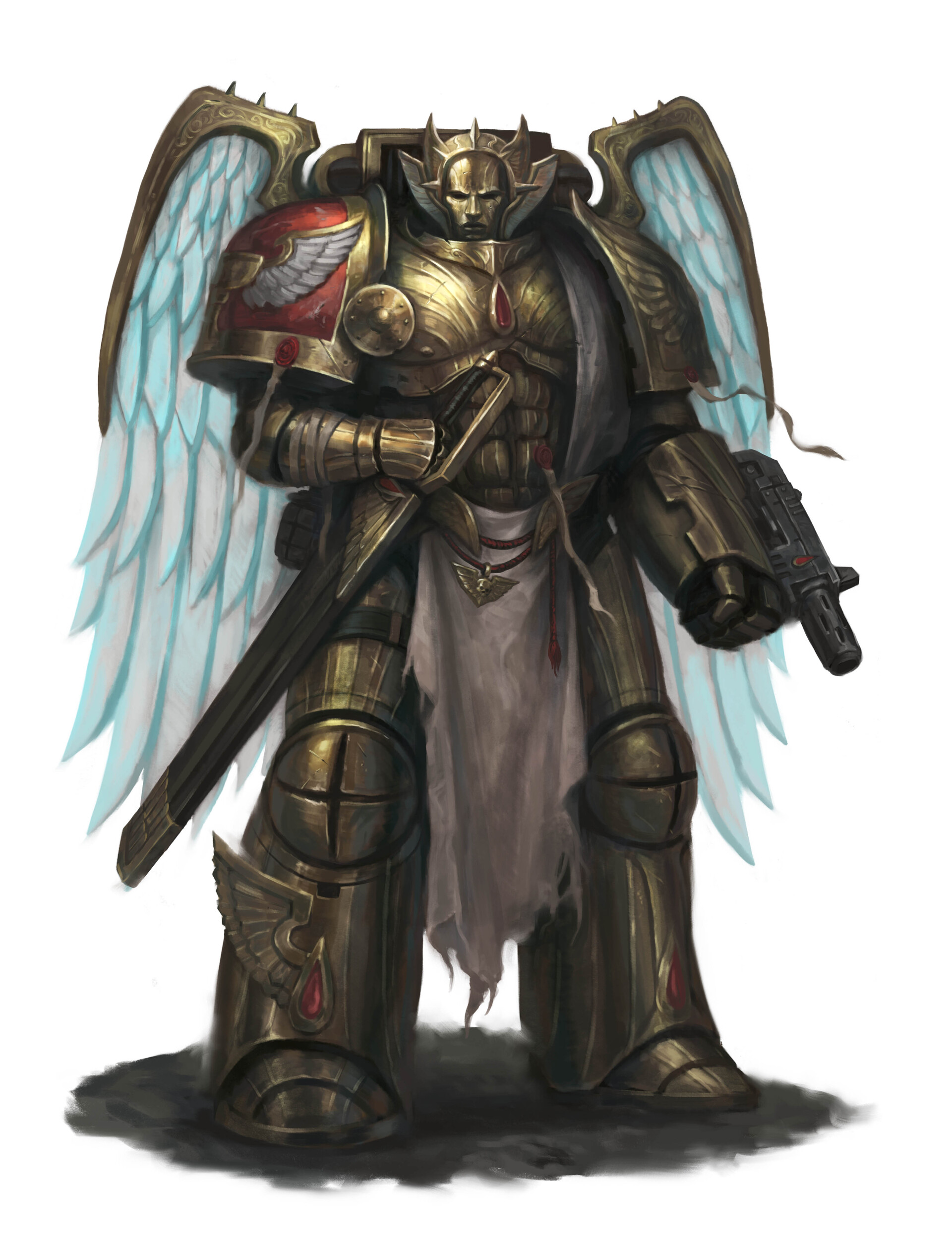 Painted a custom Sanguinary guard with a seraphim helmet variant for my OC ...